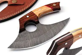 785571385373 BUSHCRAFT Handmade Damascus Steel Ulu Knife