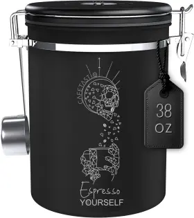 B0DGMNJWMB CAFETASTIQ Coffee Canister Airtight Steel Storage