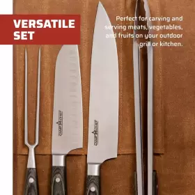 033246216980 CAMP CHEF Carving Set Knife Santoku Grill Tongs #3