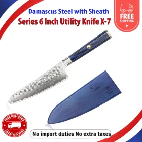 840291504104 CANGSHAN Kita Utility Knife Damascus Steel
