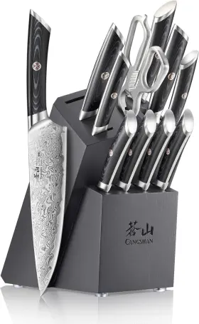 840291504340 CANGSHAN Kuro Knife Block Set High Carbon Steel