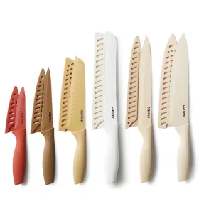 445035310350 CAROTE Kitchen Knife Set Steel Ceramic Taupe