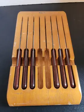 CA-254 WOOD Set Steak Knives Cutlery Blade Handles