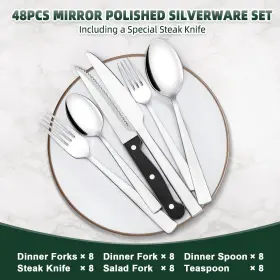 755419183461 CEKEE Silverware Set Steel Flatware Steak Knives #2
