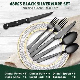 755419183492 CEKEE Silverware Set Steak Knives Steel #2