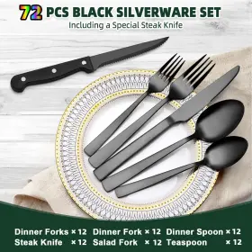 755419183508 CEKEE Silverware Set Steak Knives Steel Flatware #2