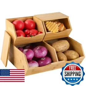 B0DSJBMRKP CENCODE Stackable Pantry Storage Bins Lids Potato