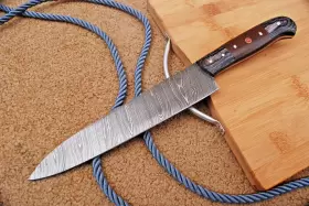 1850 CHEF KNIFE Handmade Forged Damascus Steel Kitchen Wood