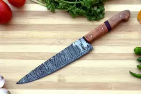 2599 CHEF KNIFE Handmade Forged Damascus Steel Kitchen Wood #2