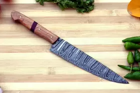 2599 CHEF KNIFE Handmade Forged Damascus Steel Kitchen Wood #3