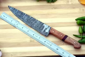 2599 CHEF KNIFE Handmade Forged Damascus Steel Kitchen Wood