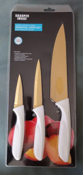 709996677165 CHEF KNIFE Titanium Coated Pairing Utility Set