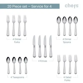 026602382658 CHEFS Steel Flatware Set Service Harlow #3