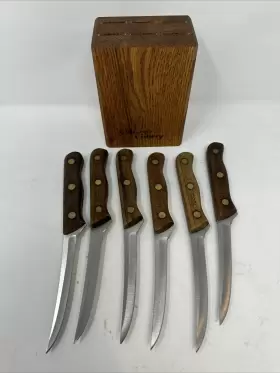 103S CHICAGO CUTLERY Steak Knife Set Block Wooden Handles #2