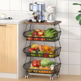 B0CM3LPN5M CHLORYARD Stackable Fruit Basket Wooden Lid