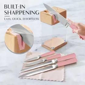313103922989 CHROMECLUB Steel Pink Knife Set Block Kitchen #3