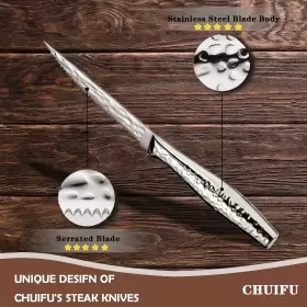 744110272888 CHUIFU Steak Knives Set Steel Serrated Kn #3
