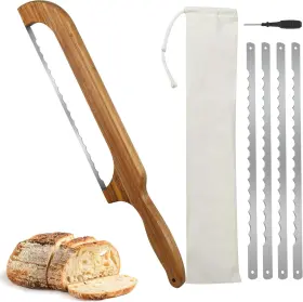 726084266063 CHURIKA Bow Sourdough Knife Serrated Wooden Sou