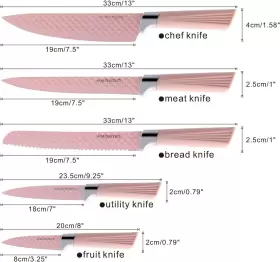 445003298253 CHUYIREN Pink Knife Set Kitchen Knives Block Kn #2