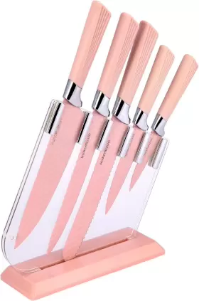 445003298253 CHUYIREN Pink Knife Set Kitchen Knives Block Kn