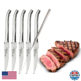 B0FM5W4WRP CLASSIC CUISINE Laguiole Steak Knives Set Food