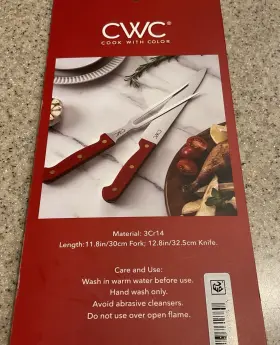 WAHLP102 COOK WITH COLOR Cwc Carving Set Knife Fork Holiday #2