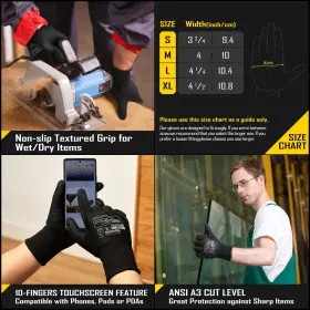 S432F COOLJOB Gloves Nitrile Rubber Coated Touchscreen Finger