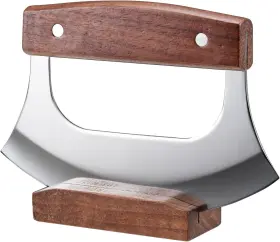 445026946957 COOWOLF Ulu Knife Sharp Rocker Mezzaluna Stand