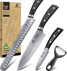 972822277547 COQUUSAID Essential Chef Knife Set Damascus