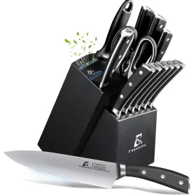 CS401315-BR COQUUSAID Knife Set Kitchen Block Sharpener Steak