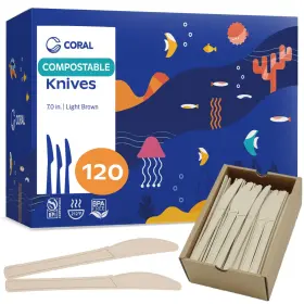 120KNIVES-BROWN CORAL Light Compostable Knives