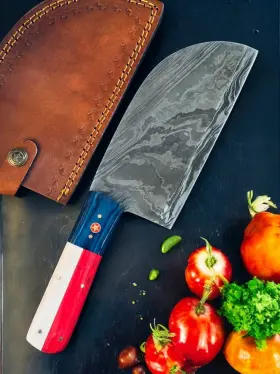 D184 CORTE STUDIO Kitchen Cleaver Knife Damascus Steel Pakka