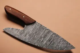 D264 CORTE STUDIO Kitchen Cleaver Knife Damascus Steel Wood #2