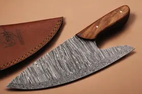 D264 CORTE STUDIO Kitchen Cleaver Knife Damascus Steel Wood
