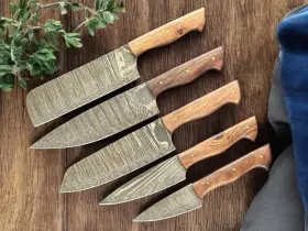 D333 CORTE STUDIO Chef Set Handmade Damascus Steel Pakka Wood
