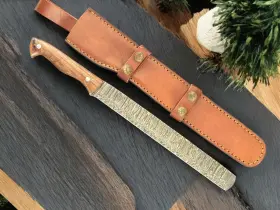 D598 CORTE STUDIO Brisket Slicing Knife Damascus Steel Wood