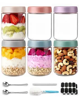 B0FSQT9RJW COZYVERGE Pack Overnight Oats Containers Lids Jars
