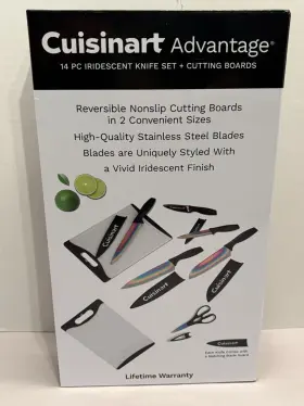 C1032-14BK CUISINART Knife Cutting Board Set Iridescent Blade