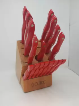 2018R CUTCO Homemaker Knife Set Handle Honey Oak Blcok Great