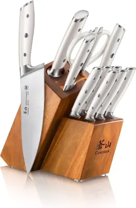 313085642677 CUTLERY COMPANY Alps Steel Knife Block Set Wood