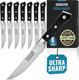 445003335330 CUTLUXE Steak Knives Set Serrated Forged Steel