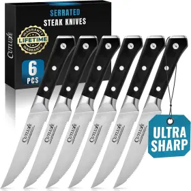 445007069095 CUTLUXE Steak Knives Set Serrated Forged Steel