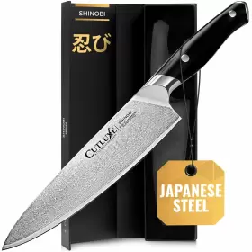 855532008174 CUTLUXE Shinobi Damascus Chef Knife Kitchen Blad