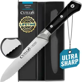 855532008600 CUTLUXE Serrated Kitchen Utility Knife Tomato