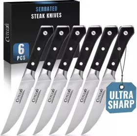 855532008693 CUTLUXE Steak Knives Set Serrated Forged High