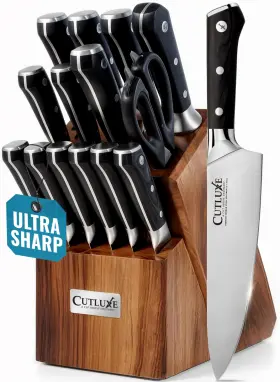 855532008808 CUTLUXE Knife Set Wood Block Kitchen Ultra