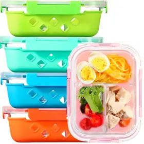 B0CY4MBZRW CZUMJJ Glass Meal Containers Divided Lids