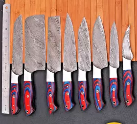 1553 DAMASCUS Chef Set Handmade Kitchen Knife Forged Steel #2
