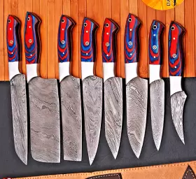 1553 DAMASCUS Chef Set Handmade Kitchen Knife Forged Steel