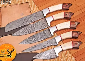 1578 DAMASCUS Chef Set Handmade Kitchen Knife Forged Steel